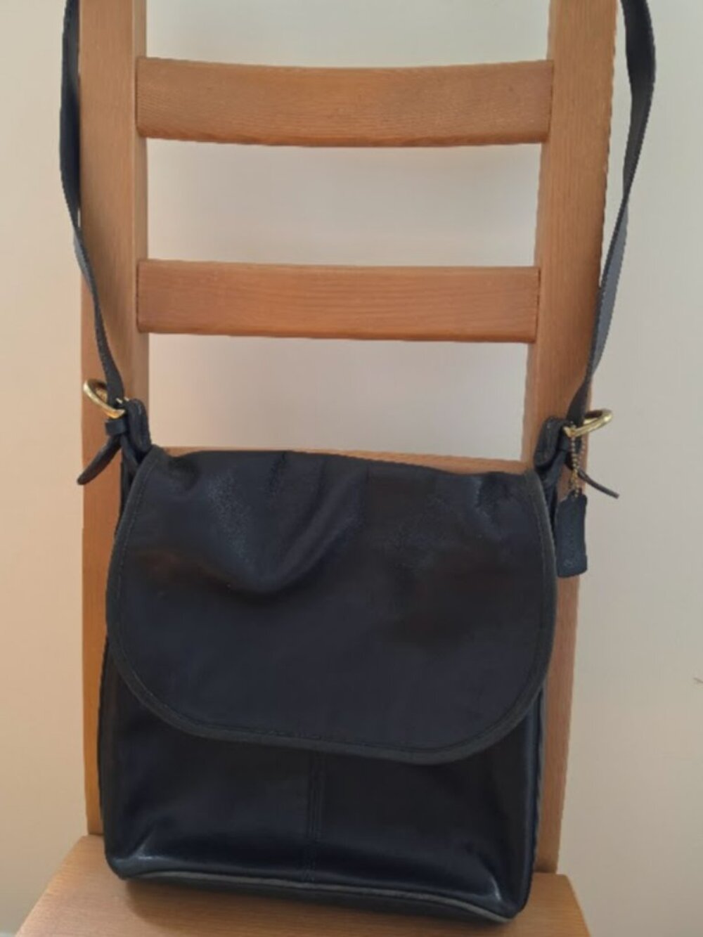 Large Black Leather Coach Crossbody